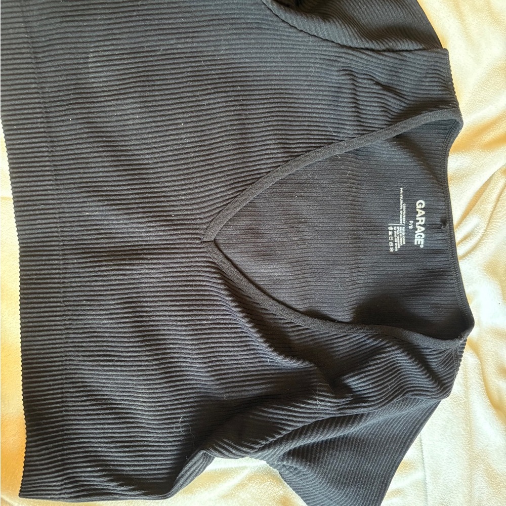 Garage Black Ribbed Knit Top